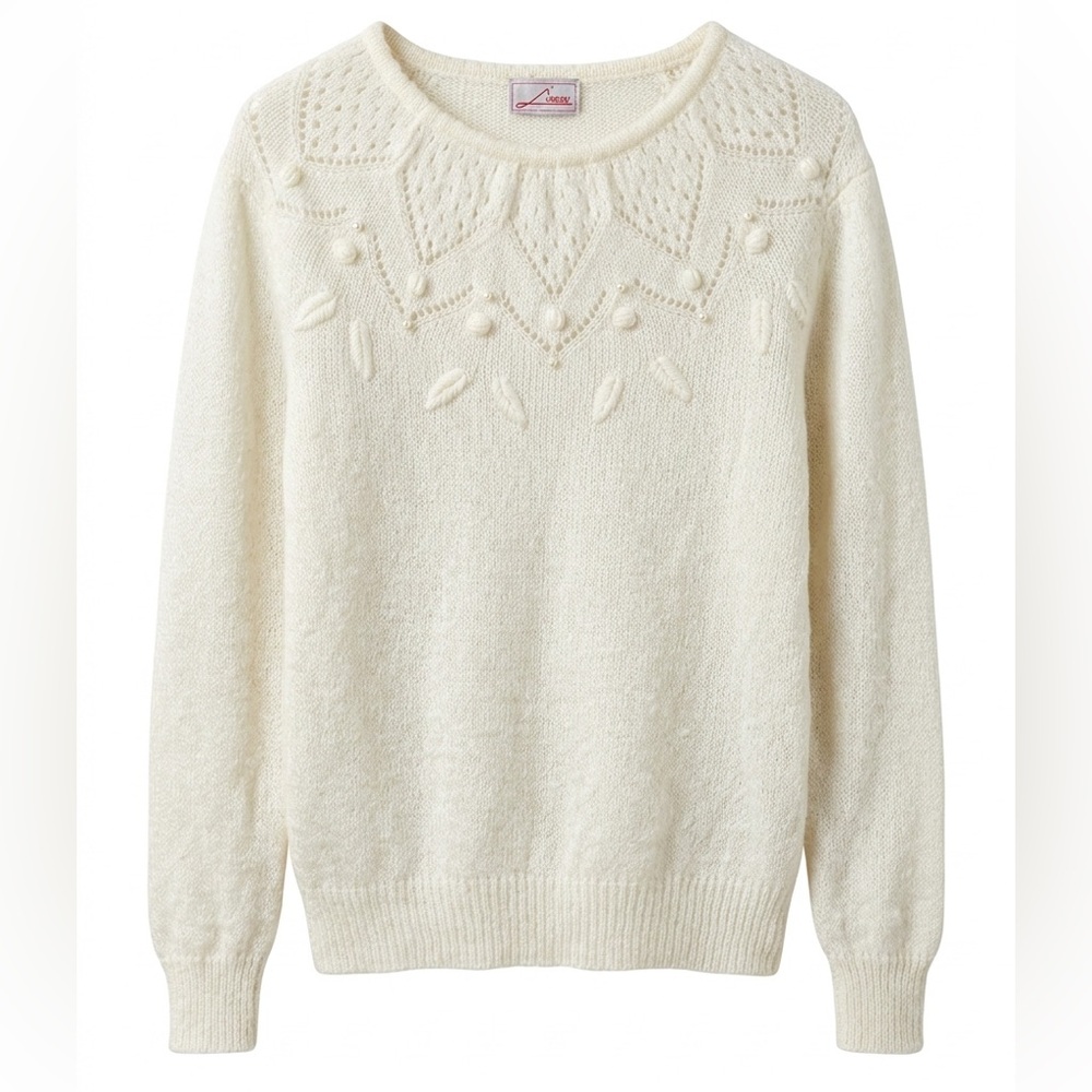 Chic Ivory Sweater with Textured Design
